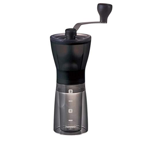 Hario, Transparent Black Mini Mill Plus | Compact & Adjustable Hand Coffee Grinder with Ceramic Burrs, Plastic,24g