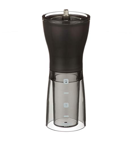 Hario, Transparent Black Mini Mill Plus | Compact & Adjustable Hand Coffee Grinder with Ceramic Burrs, Plastic,24g