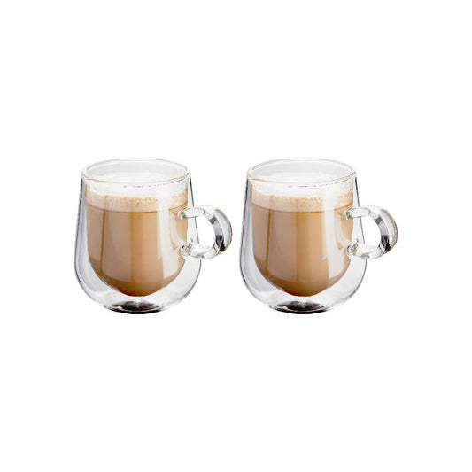 Judge Double Walled Glass Coffee Cups, Set of 2, 275ml - Vacuum Insulated, Handcrafted Artisan